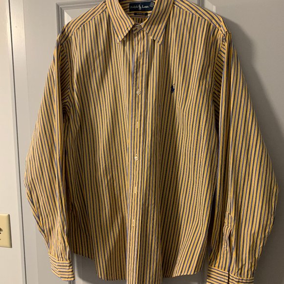 Ralph Lauren, Classic Fit Men's Blue & Yellow XL Shirt - Picture 3 of 6
